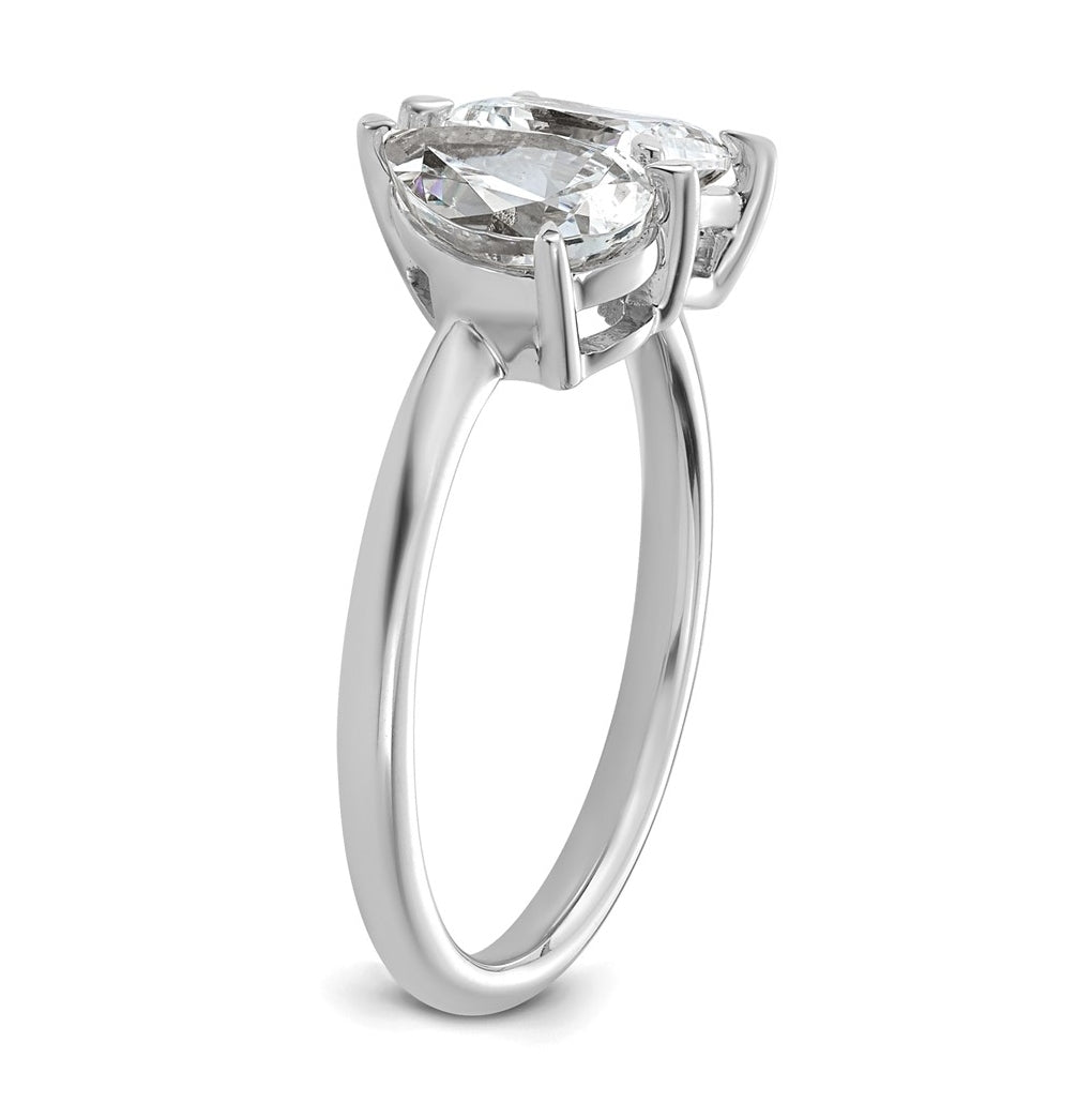 14k White Gold Lab Grown Diamond VS+ F+ Pear/Radiant Two-stone Complete Ring