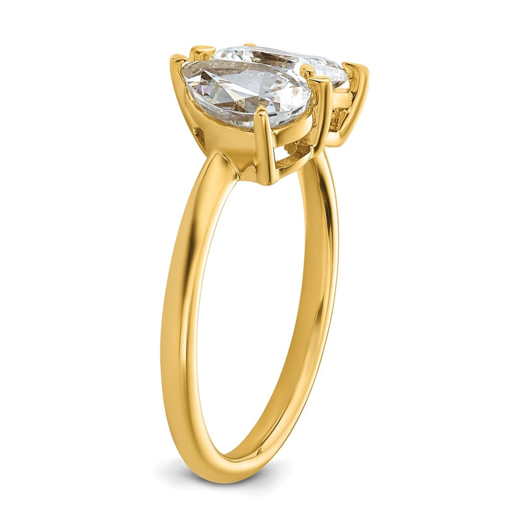 14k Yellow Gold Lab Grown Diamond VS+ F+ Pear/Radiant Two-stone Complete Ring