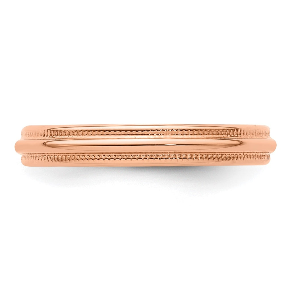 14k Yellow Or White Or Rose Gold Lightweight Milgrain Half Round Wedding Band