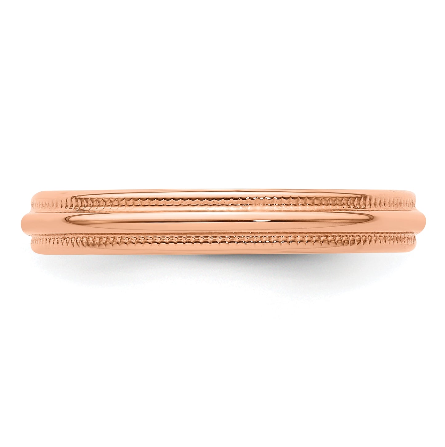 14k Rose Gold 3mm Lightweight Milgrain Half Round Wedding Band Size 4.5