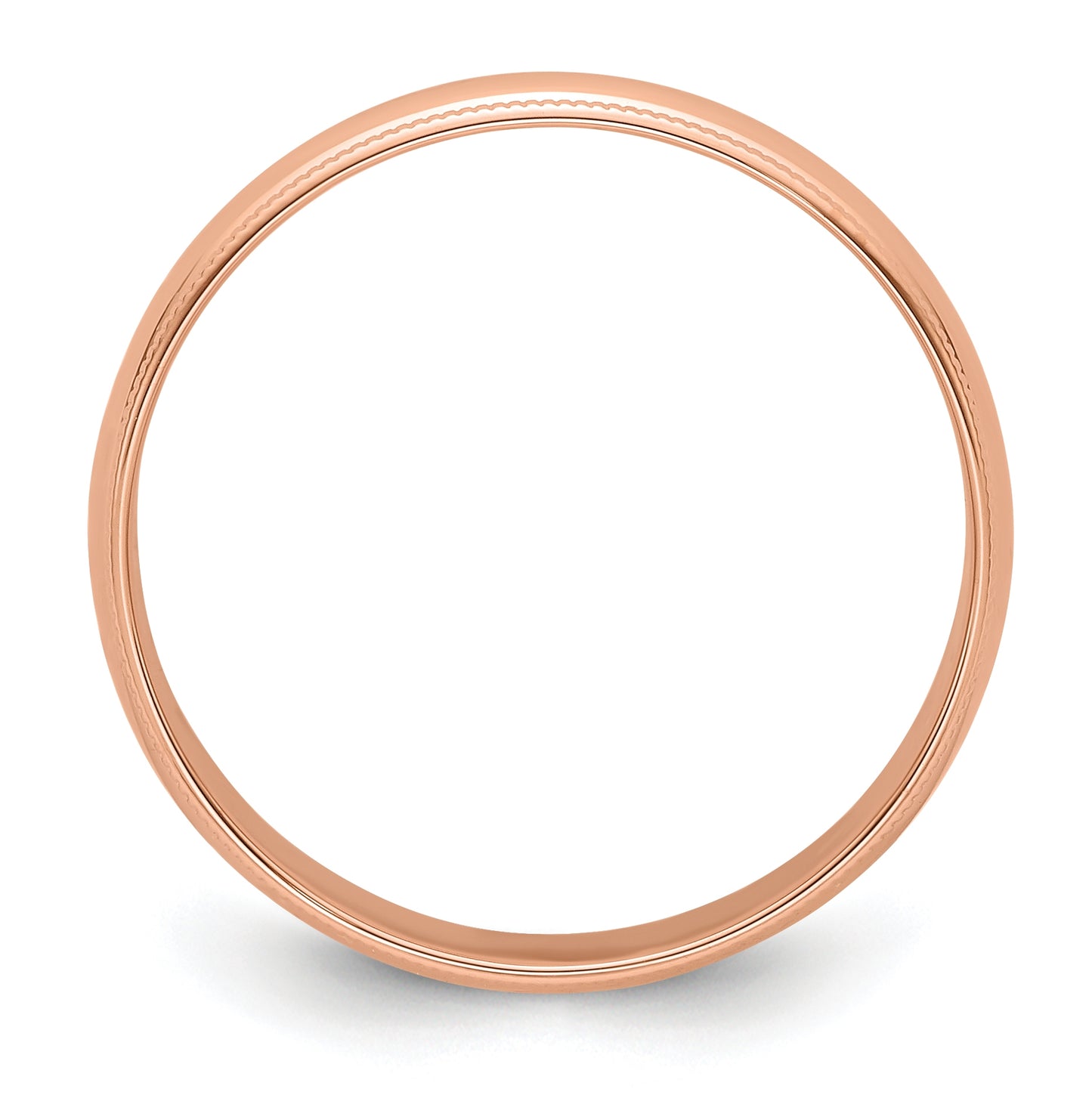 14k Yellow Or White Or Rose Gold Lightweight Milgrain Half Round Wedding Band