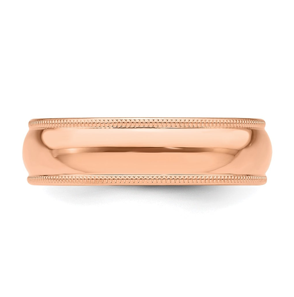 14k Yellow Or White Or Rose Gold Lightweight Milgrain Half Round Wedding Band