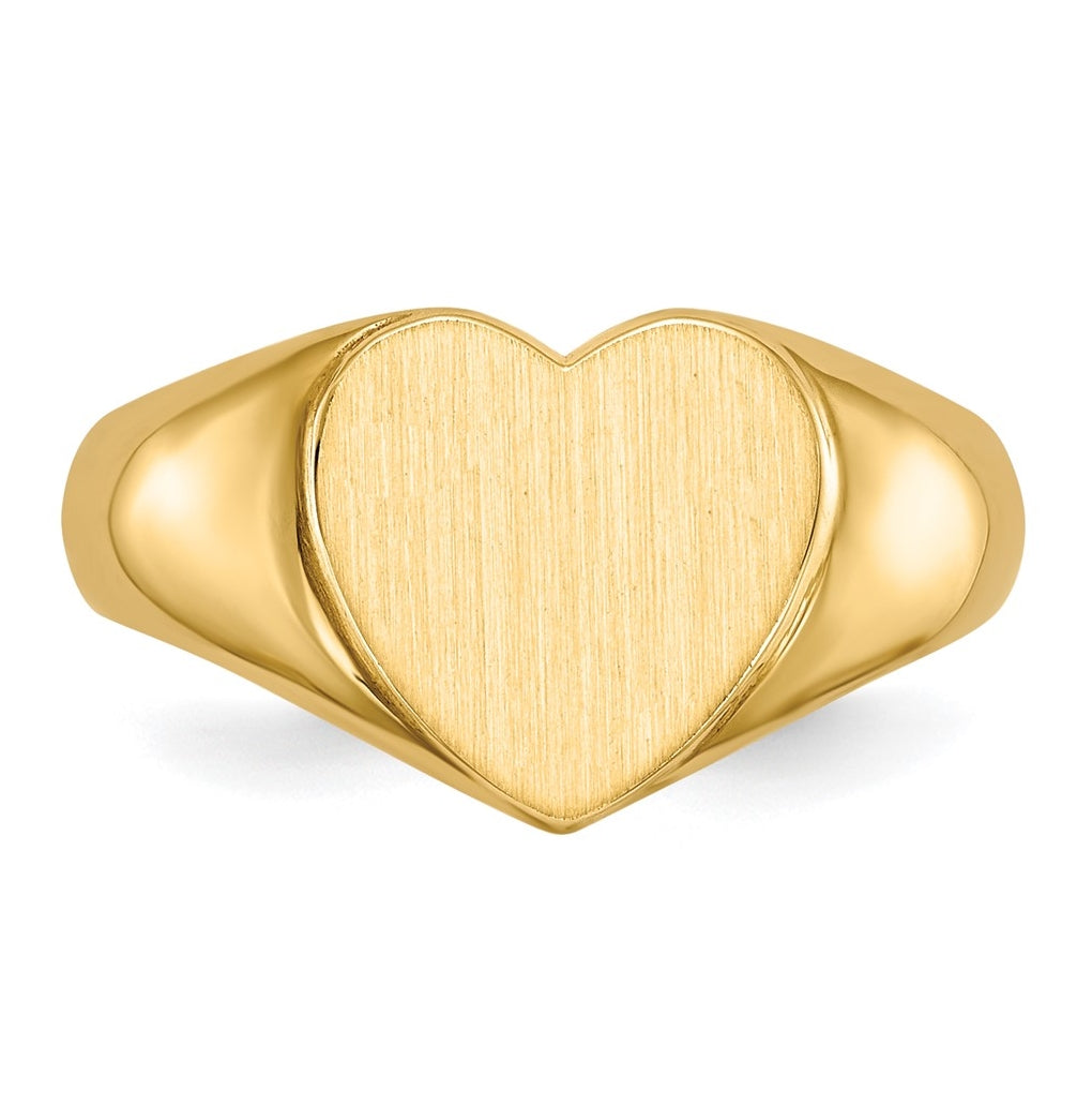 10k Yellow Gold 9.5x9.5mm Open Back Heart Signet Ring