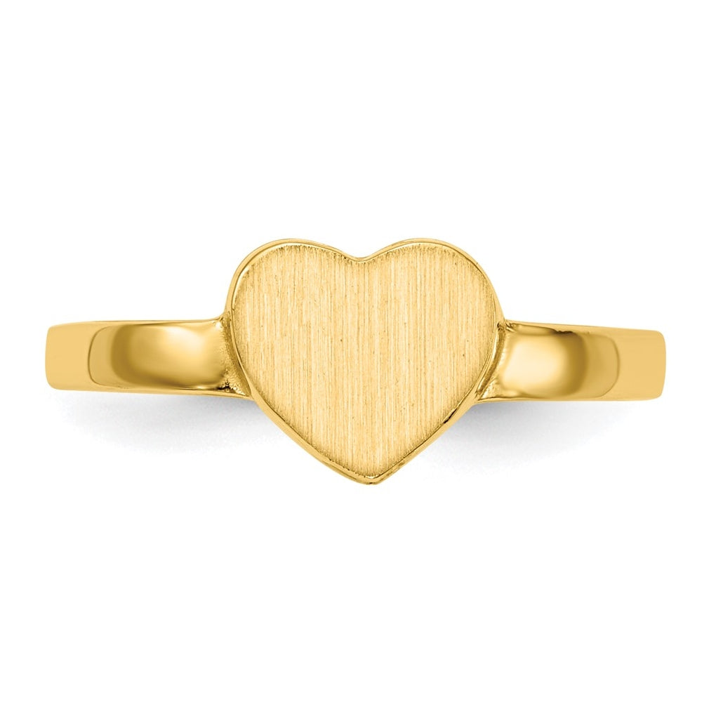 10k Yellow Gold 6.5x7.5mm Open Back Heart Signet Ring