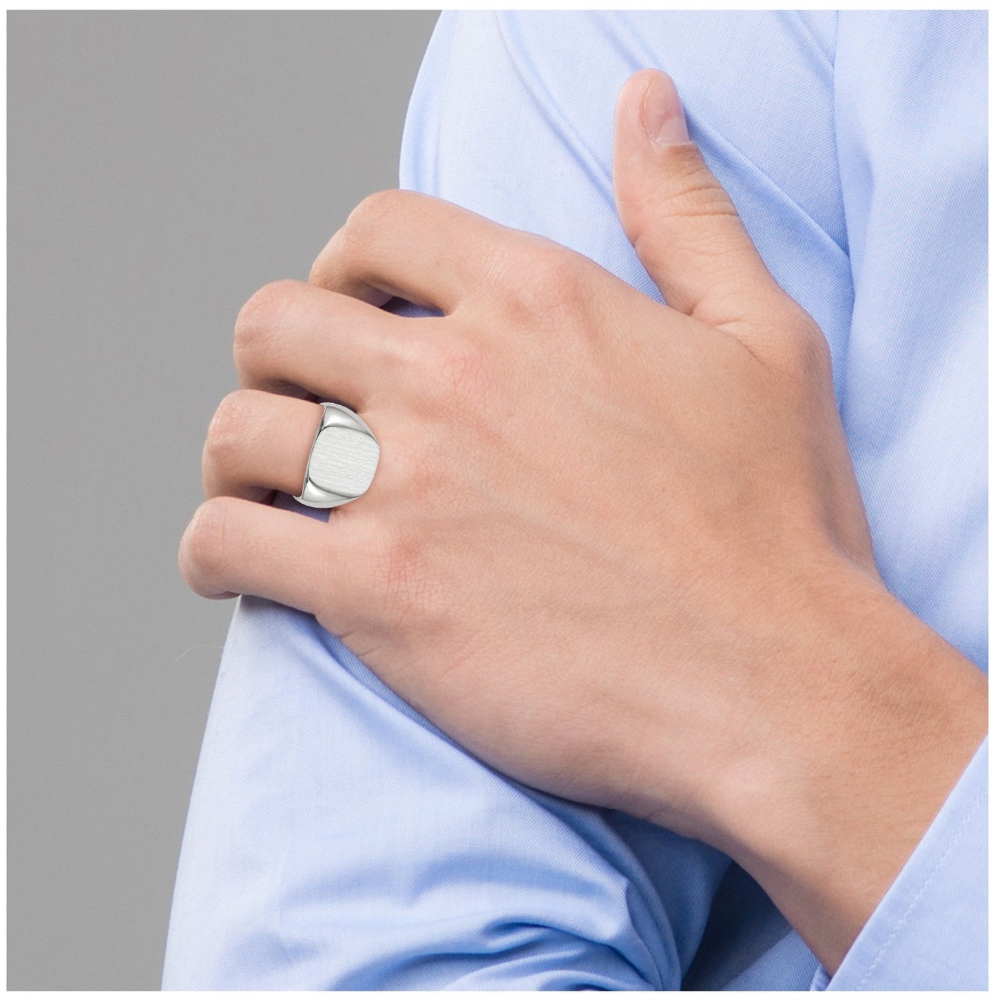 10K Yellow Gold White Gold 14.5x13.5mm Open Back Men's Signet Ring