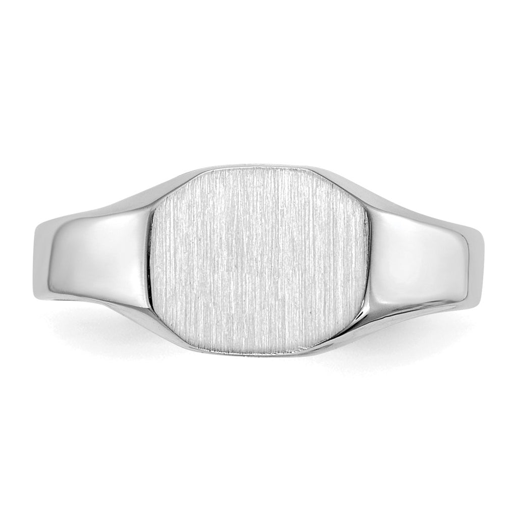 10k White Gold Signet Ring Solid Back
