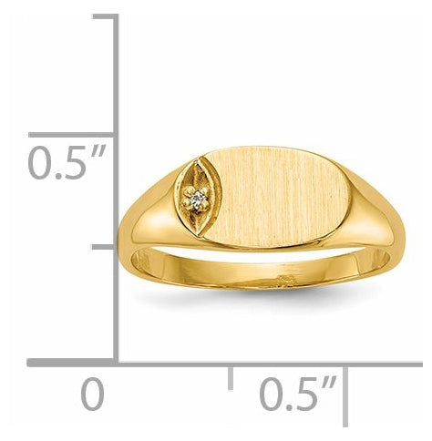 14K Yellow Gold Childs AA Diamond Closed Back Signet Ring
