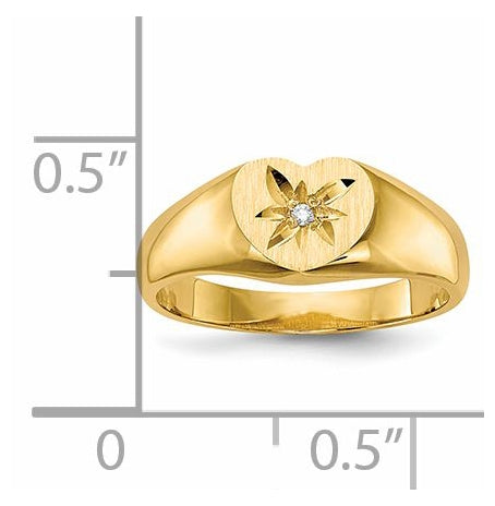14K Yellow Gold Child's AA Diamond Signet Ring