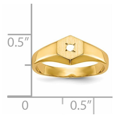 14K Yellow Gold Child's AAA Diamond Open Back Signet Ring