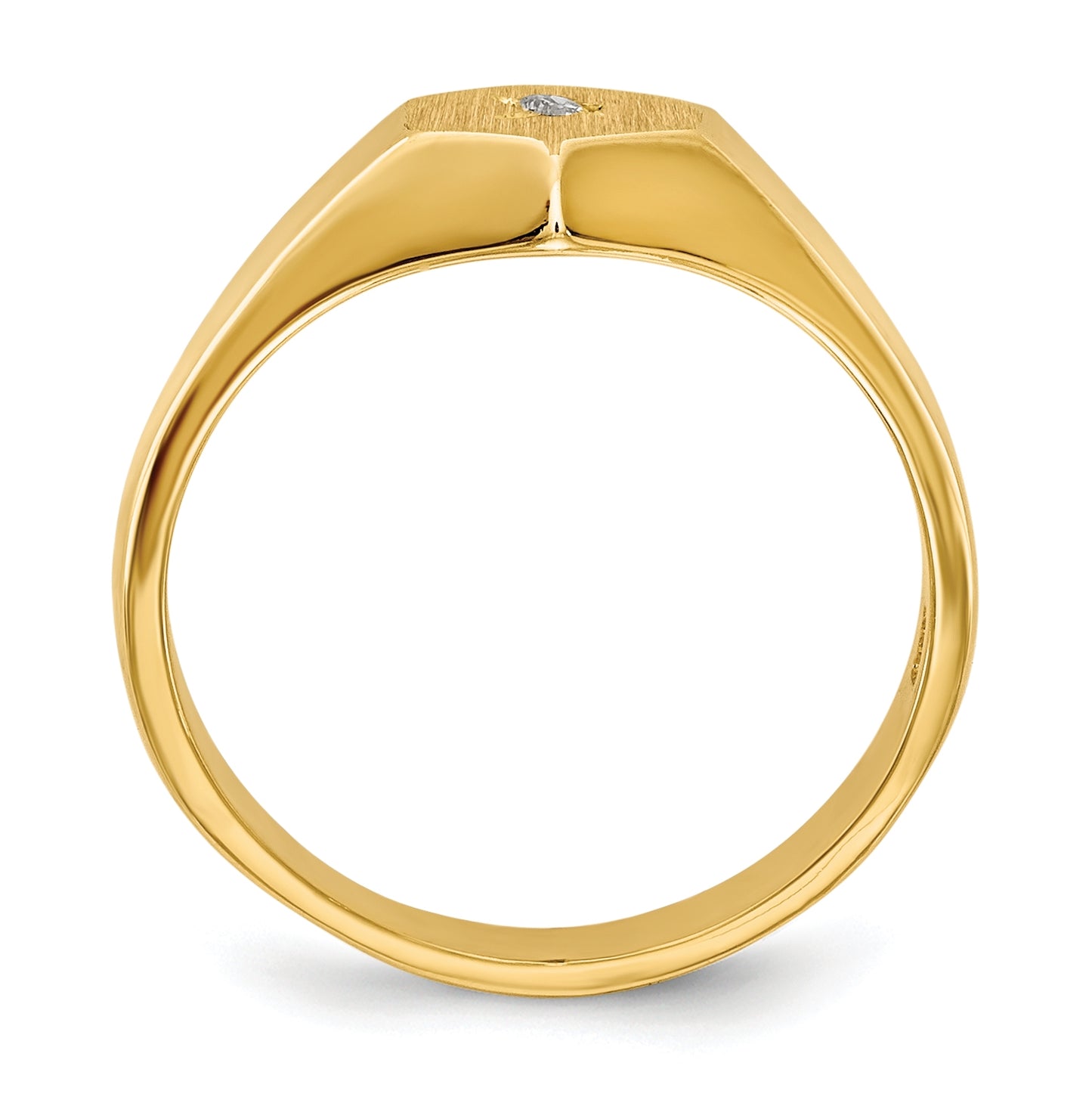 14K Yellow Gold Child's AA Diamond Open Back Signet Ring