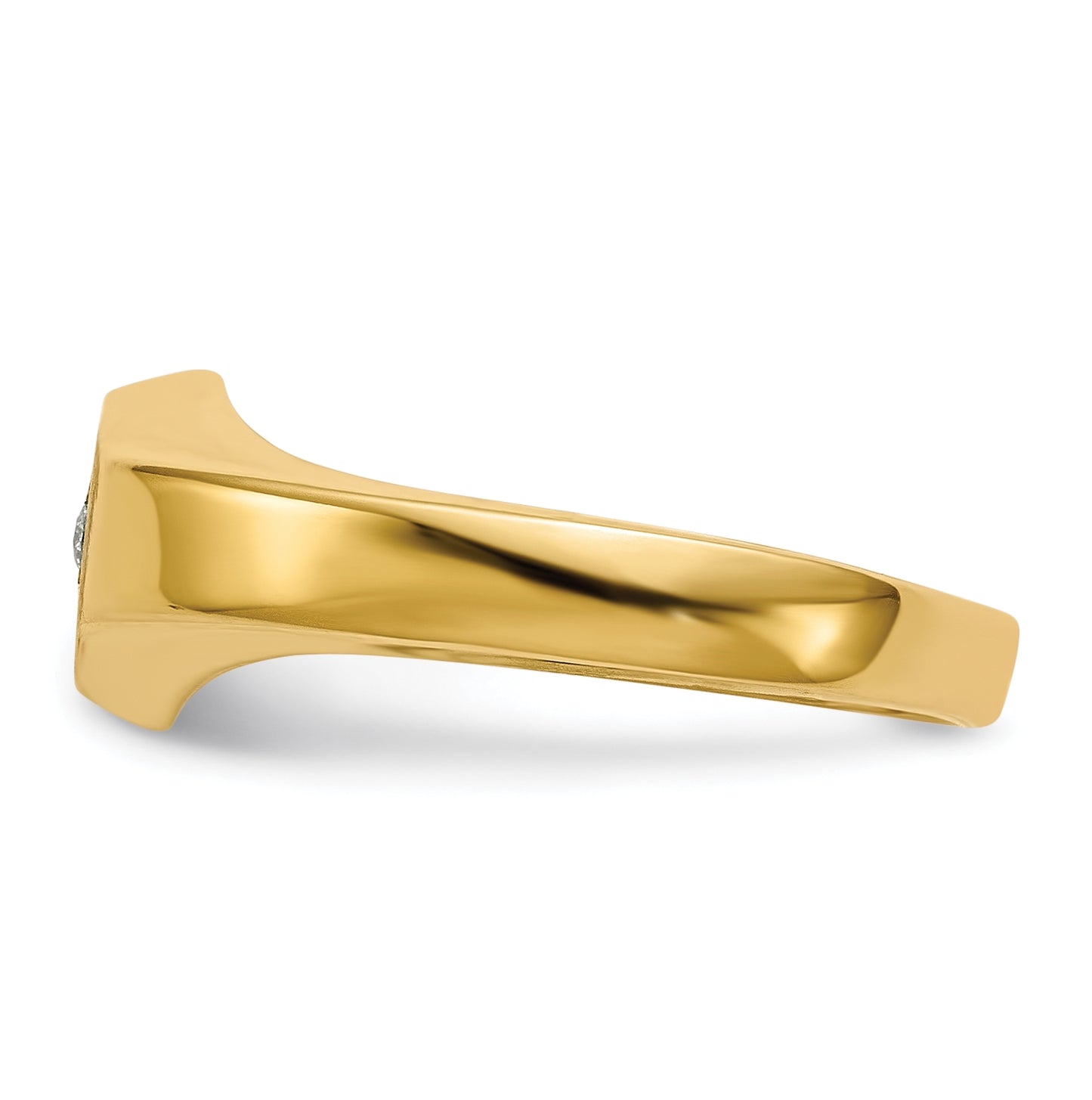 14K Yellow Gold Child's AAA Diamond Open Back Signet Ring