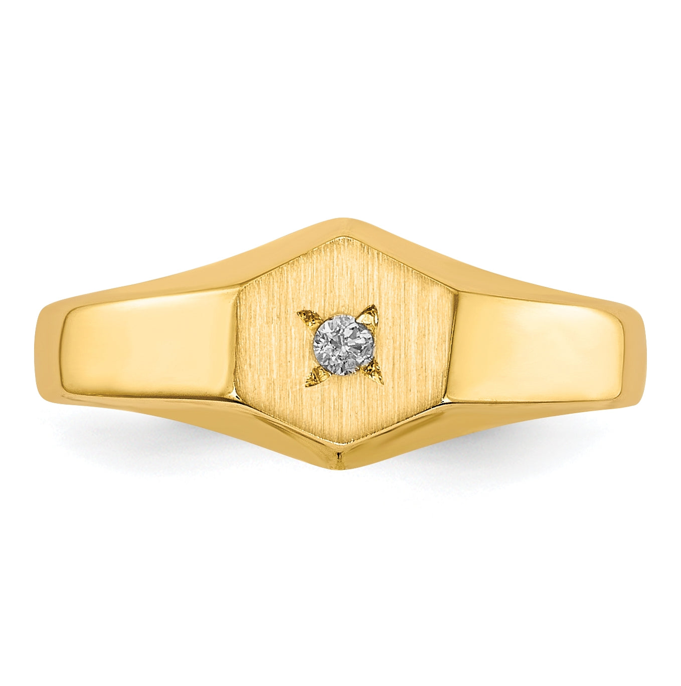 14K Yellow Gold Child's AA Diamond Open Back Signet Ring