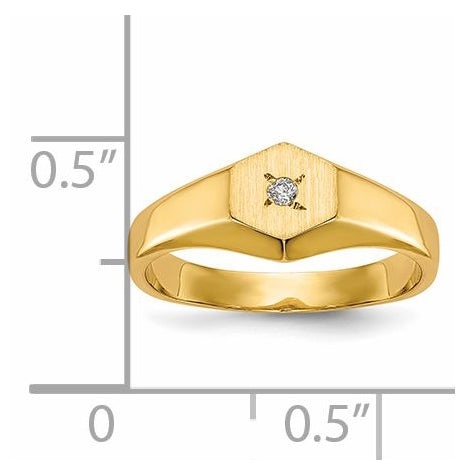 14K Yellow Gold Child's AA Diamond Open Back Signet Ring