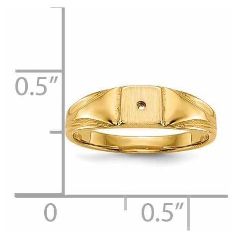 14K Yellow Gold Child's AAA Diamond Closed Back Signet Ring