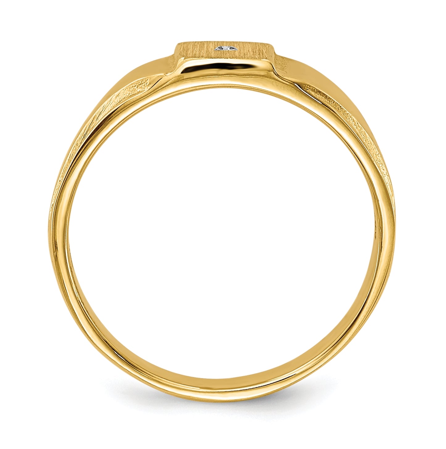 14K Yellow Gold Child's AAA Diamond Closed Back Signet Ring
