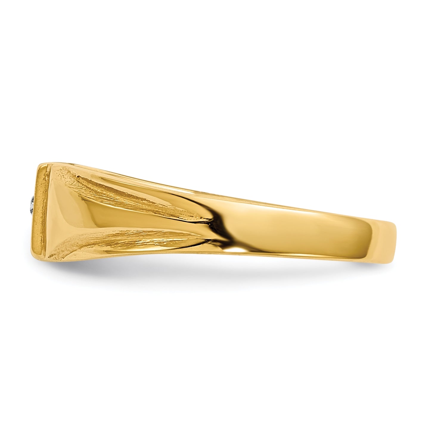 14K Yellow Gold Child's AA Diamond Closed Back Signet Ring