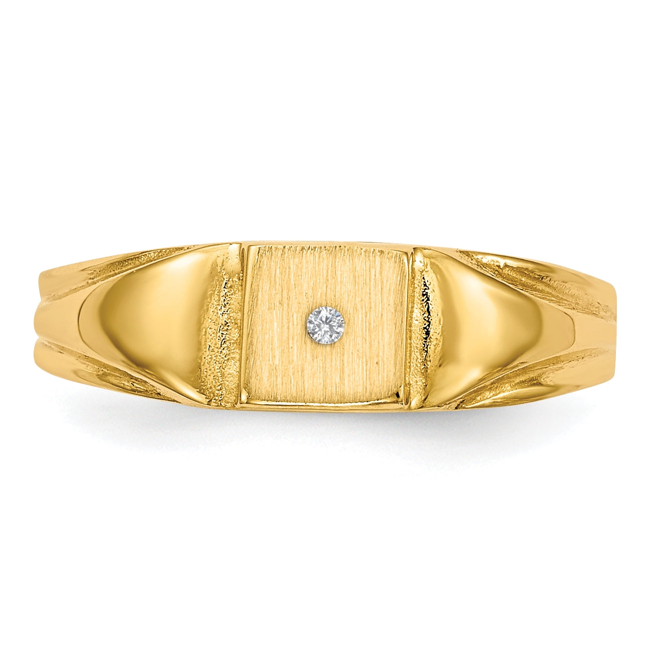 14K Yellow Gold Child's AA Diamond Closed Back Signet Ring