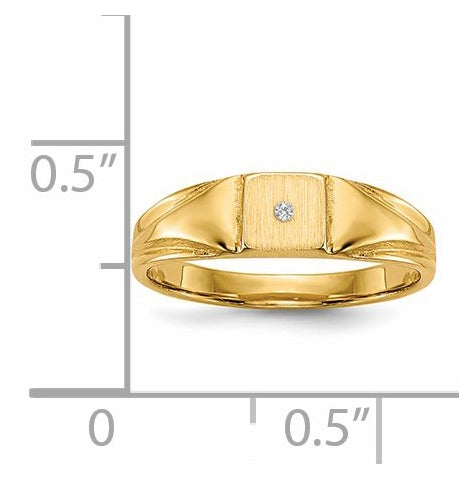 14K Yellow Gold Child's AAA Diamond Closed Back Signet Ring