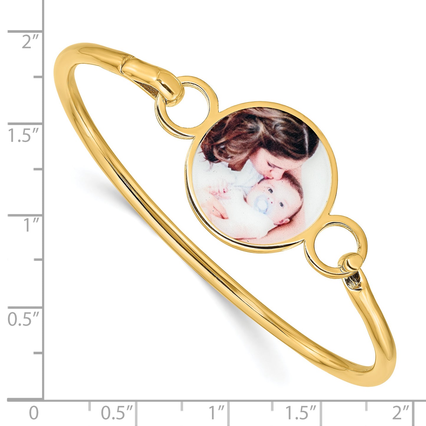 Sterling Silver Gold plated Round Picture jewelry Bangle