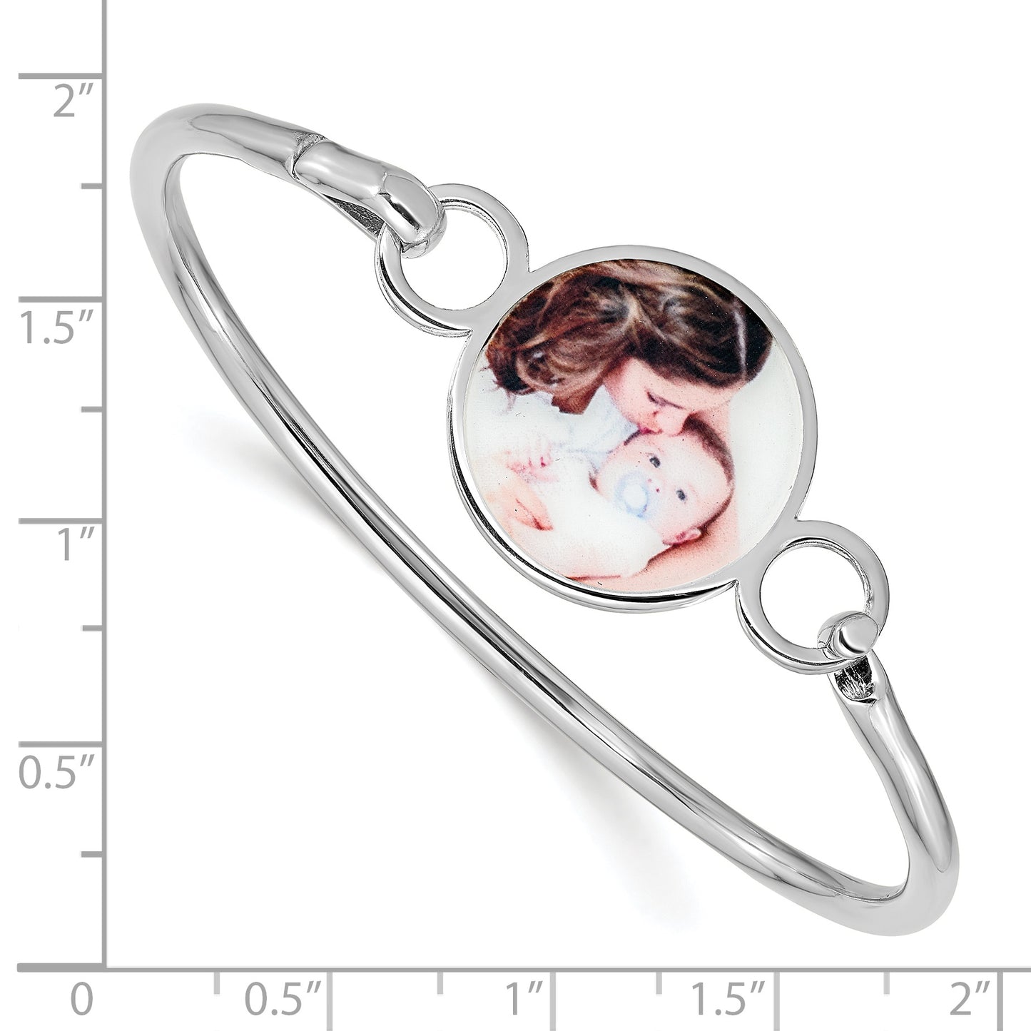 Sterling Silver Rhodium plated Round Picture Jewelry Bangle