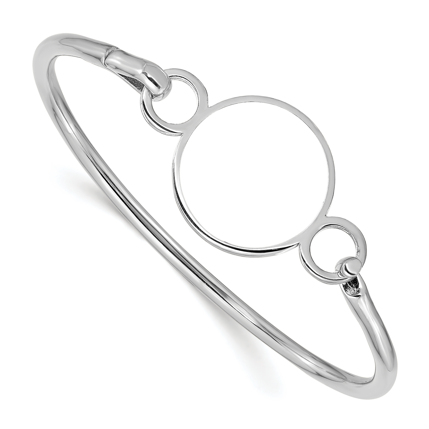 Sterling Silver Rhodium plated Round Picture Jewelry Bangle