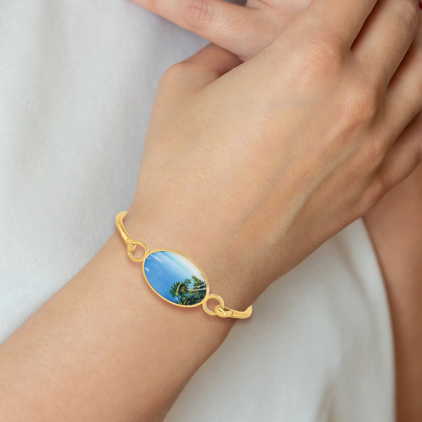 Sterling Silver Gold plated Oval Picture Jewelry Bangle