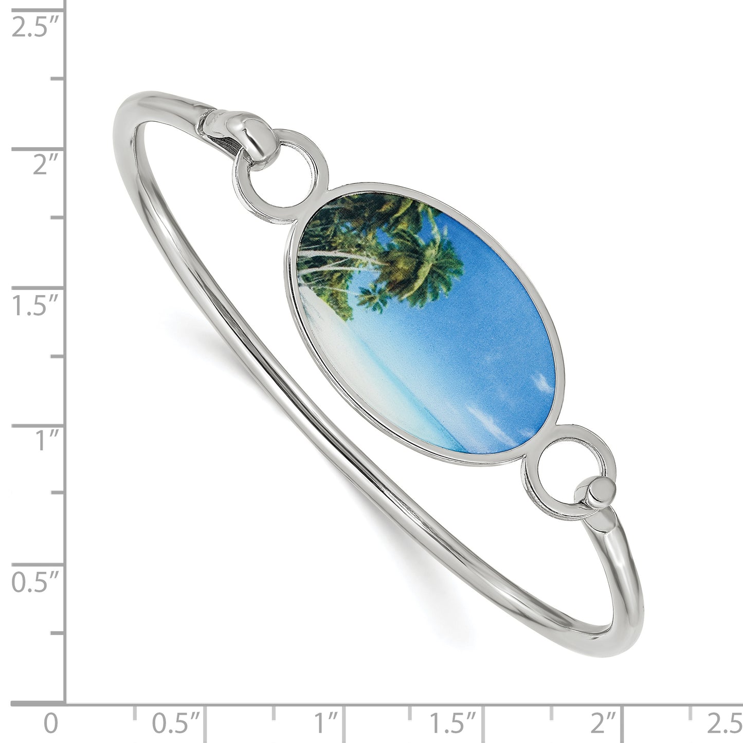 Sterling Silver Rhodium plated Oval Picture Jewelry Bangle