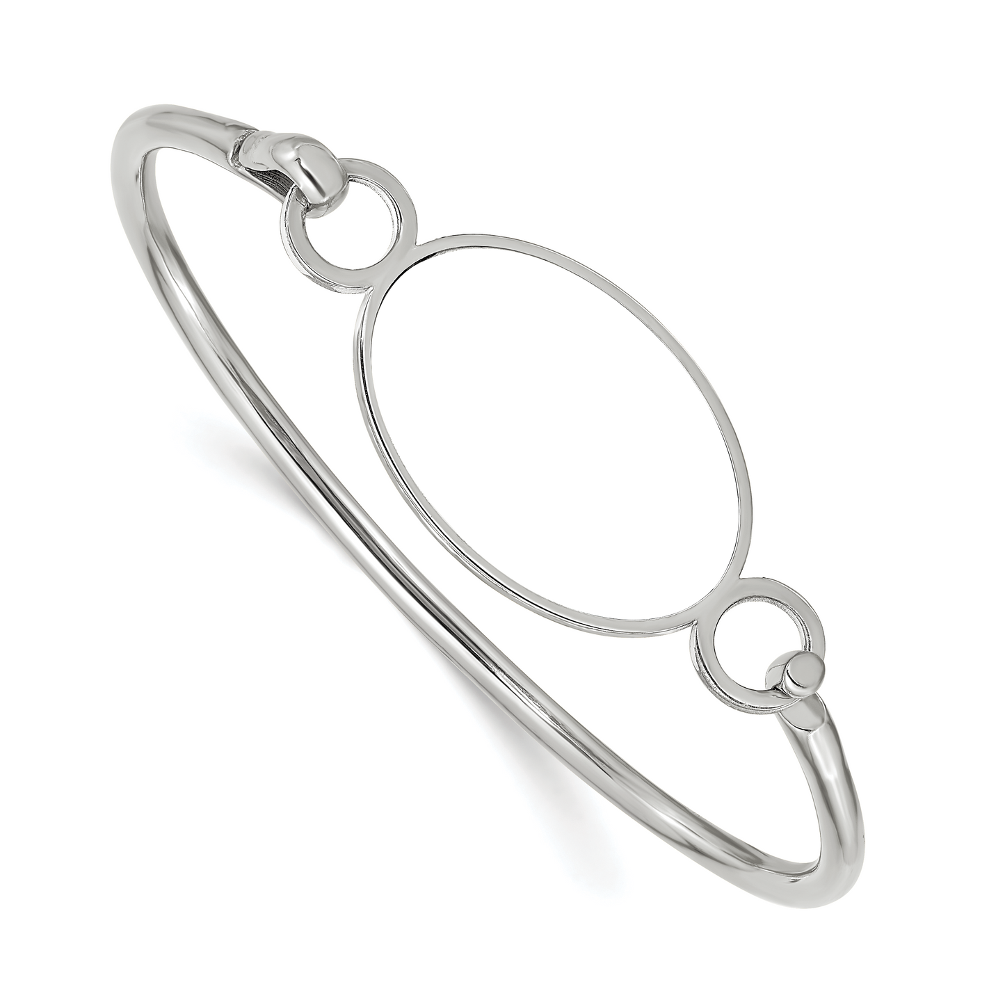 Sterling Silver Rhodium plated Oval Picture Jewelry Bangle
