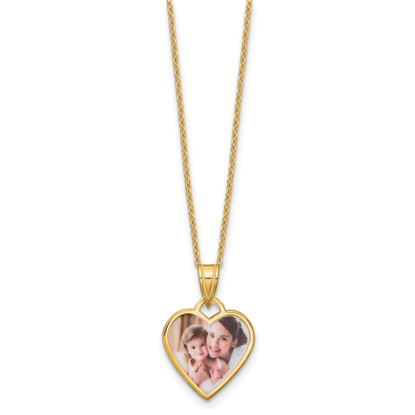 Sterling Silver Gold plated Small Heart Picture Jewelry Necklace