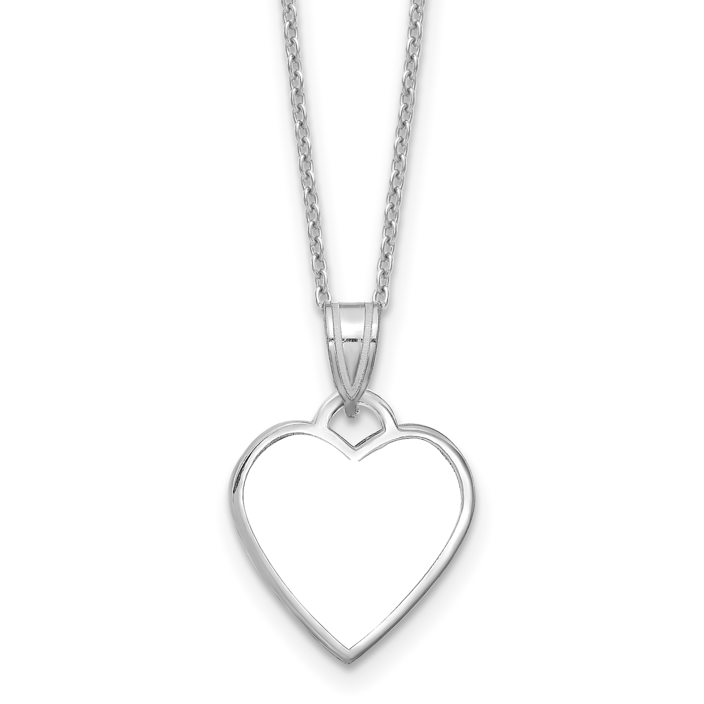 Sterling Silver Rhodium plated Small Heart Picture Jewelry Necklace