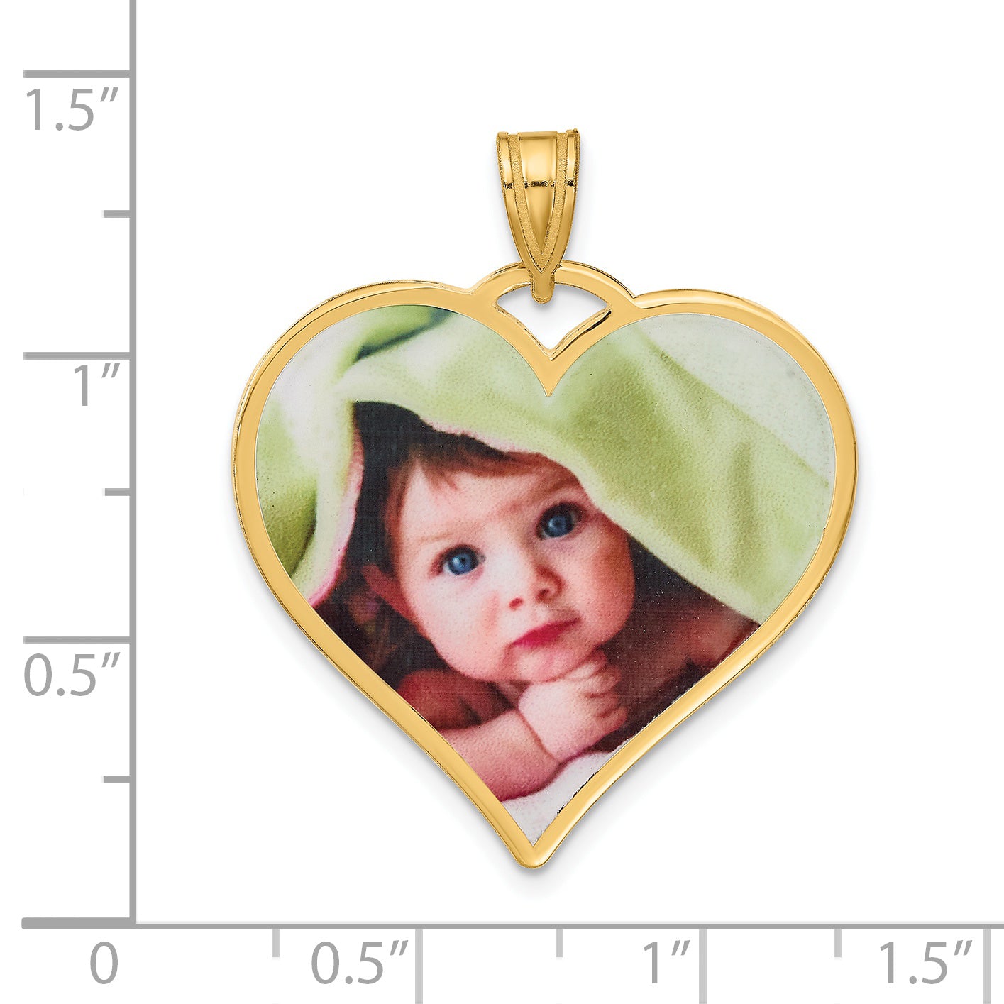Sterling Silver Gold plated Large Heart Picture Jewelry Pendant