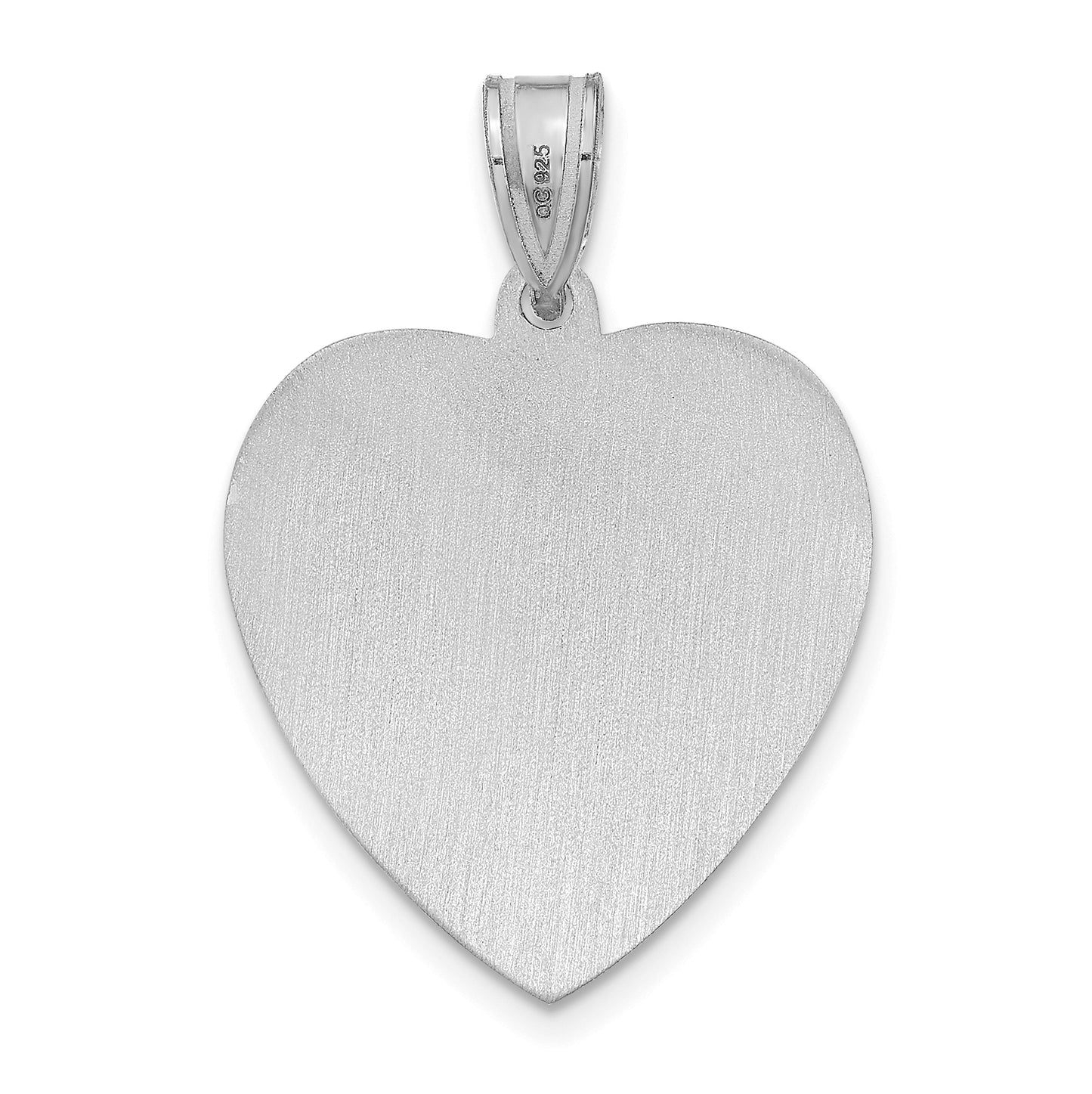 Sterling Silver Rhodium plated Medium Heart Picture Jewelry Pendant