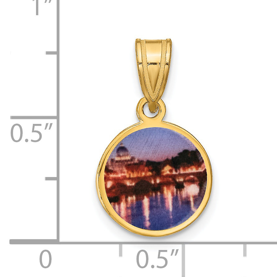 Sterling Silver Gold plated Small Picture Jewelry Disc Pendant