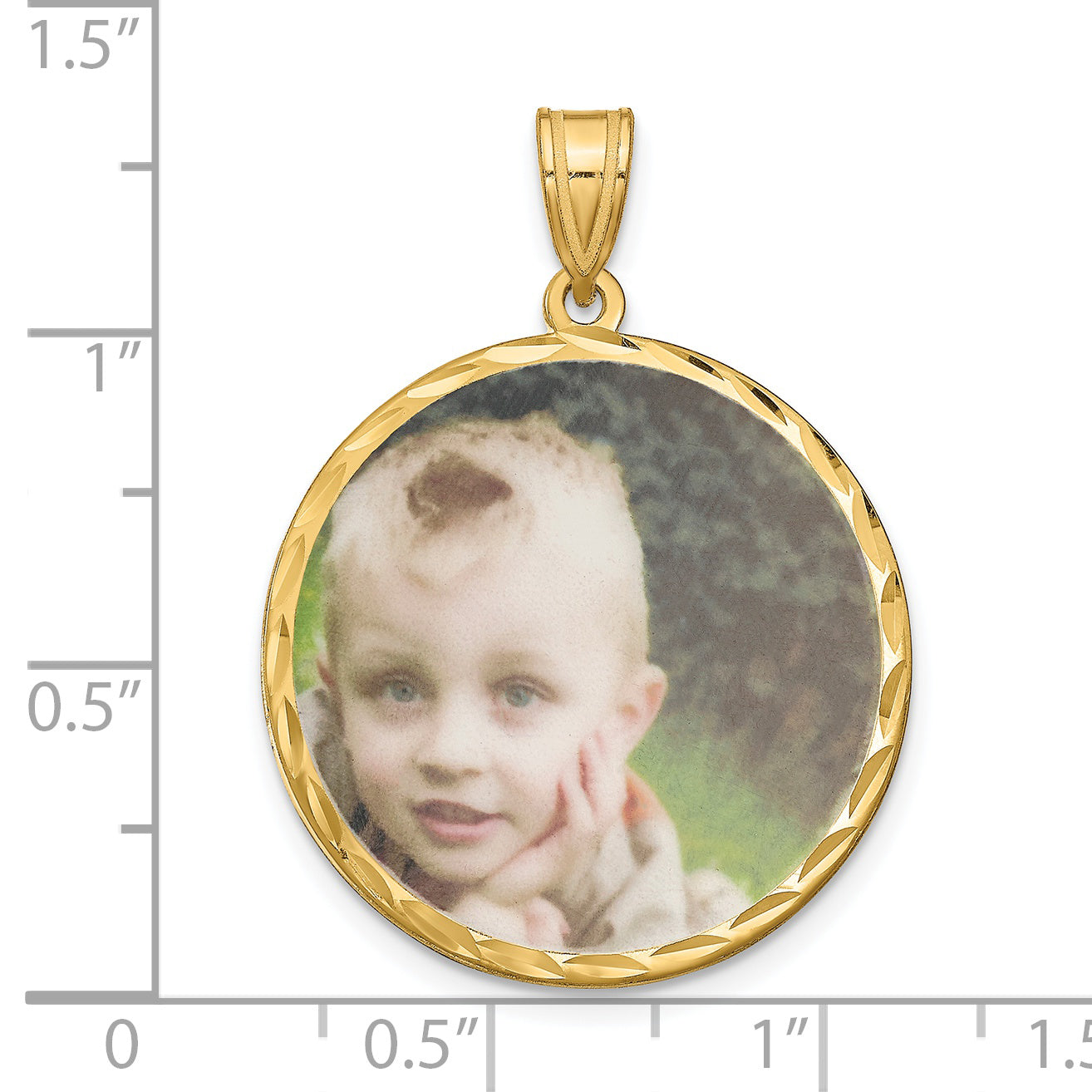 Sterling Silver Gold Plated Large Diamond-cut Picture Jewelry Disc Pendant