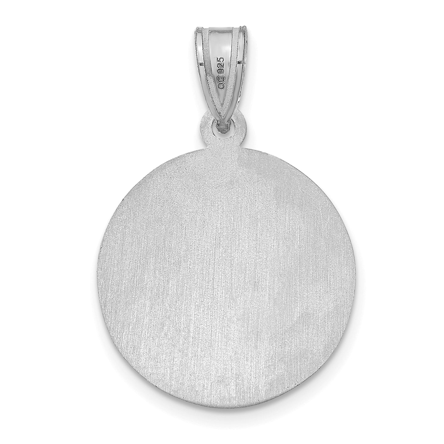 Sterling Silver Rhodium plated Medium Picture Jewelry Disc Necklace