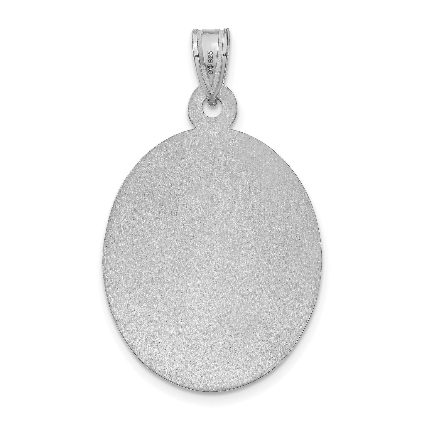 Sterling Silver Rhodium plated Large Oval Picture Jewelry Pendant