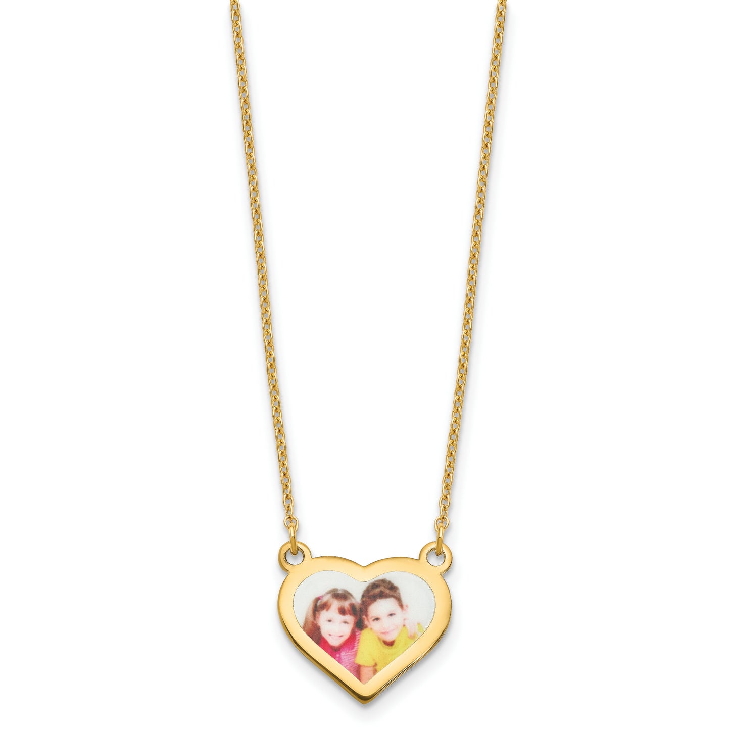 Sterling Silver Gold plated Small Heart Picture Jewelry Necklace