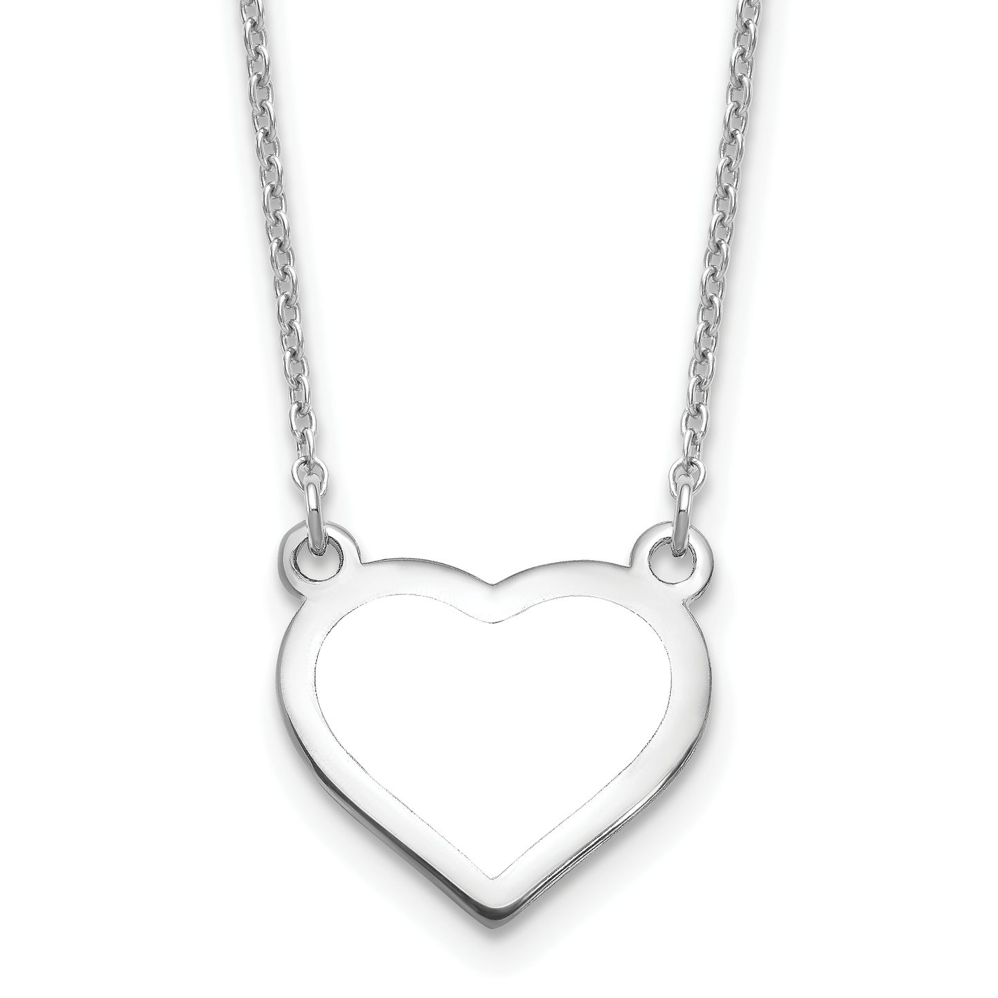 Sterling Silver Rhodium plated Small Heart Picture Jewelry Necklace