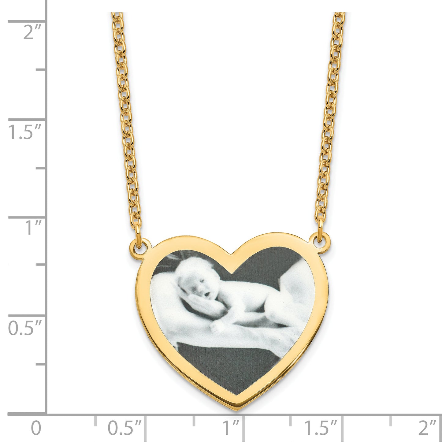 Sterling Silver Gold plated Large Heart Picture Jewelry Necklace