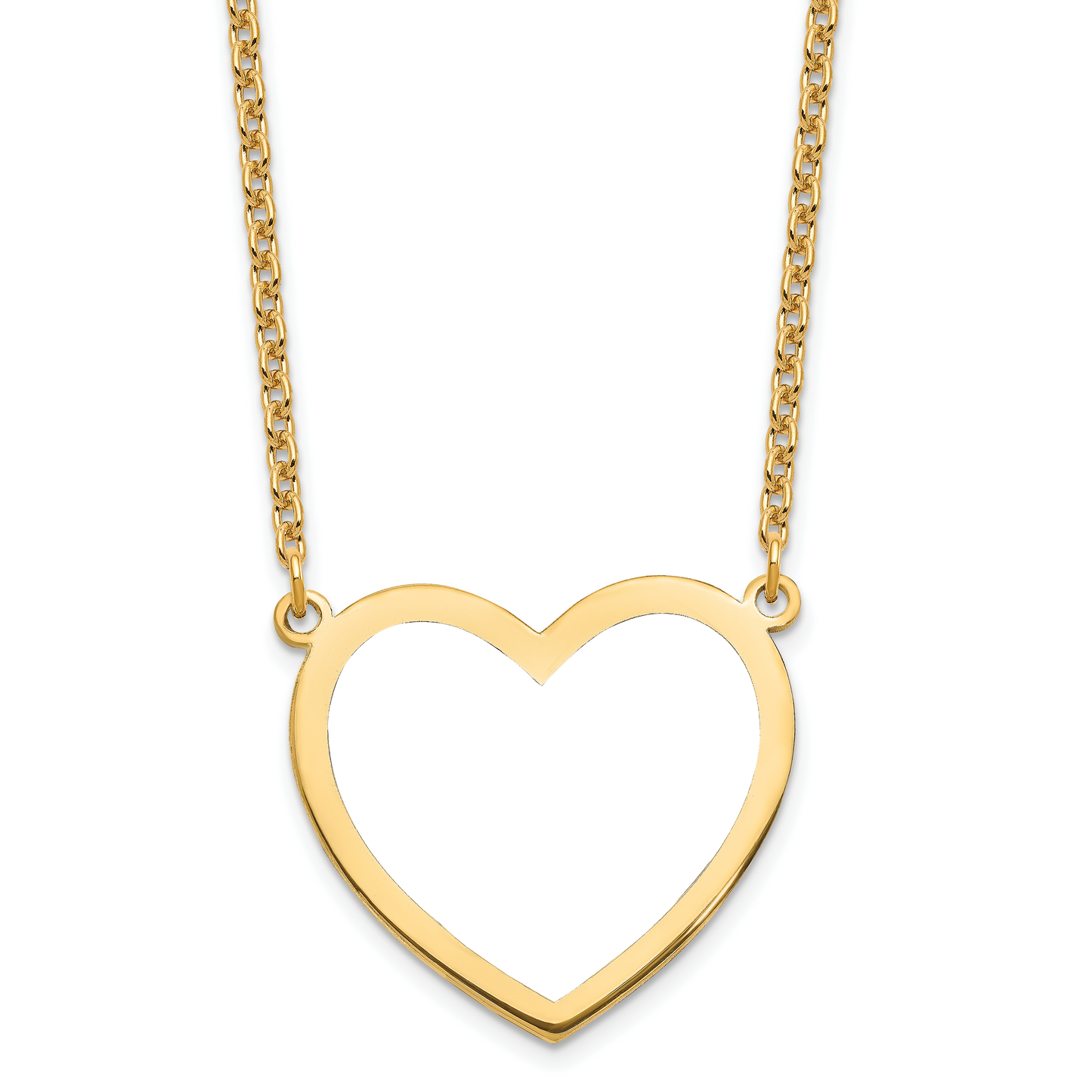 Sterling Silver Gold plated Large Heart Picture Jewelry Necklace
