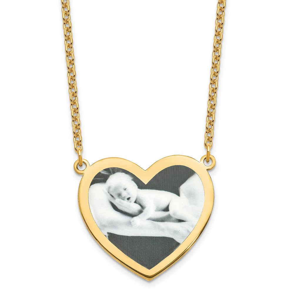 Sterling Silver Gold plated Large Heart Picture Jewelry Necklace