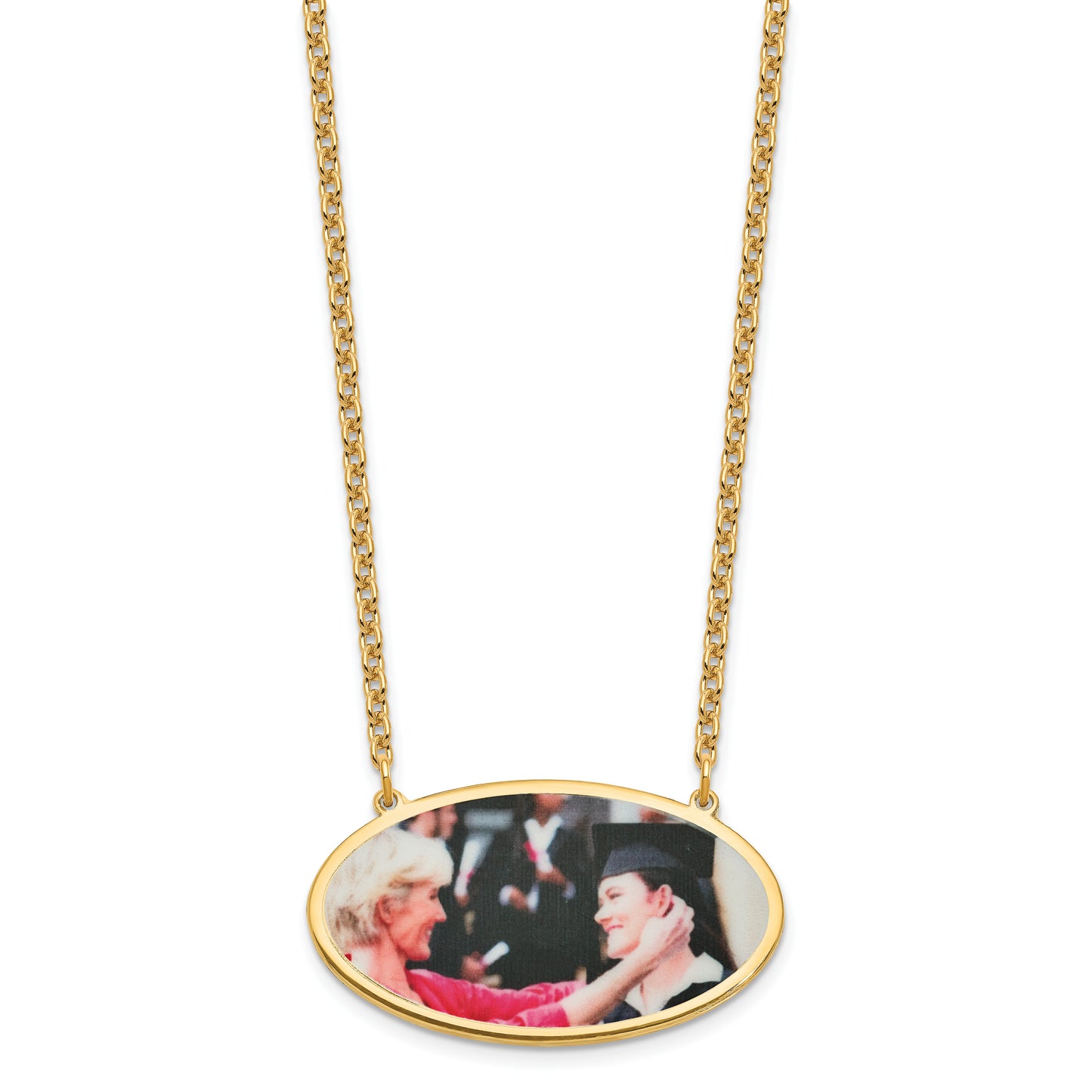 Sterling Silver Gold plated Medium Oval Picture Jewelry Necklace