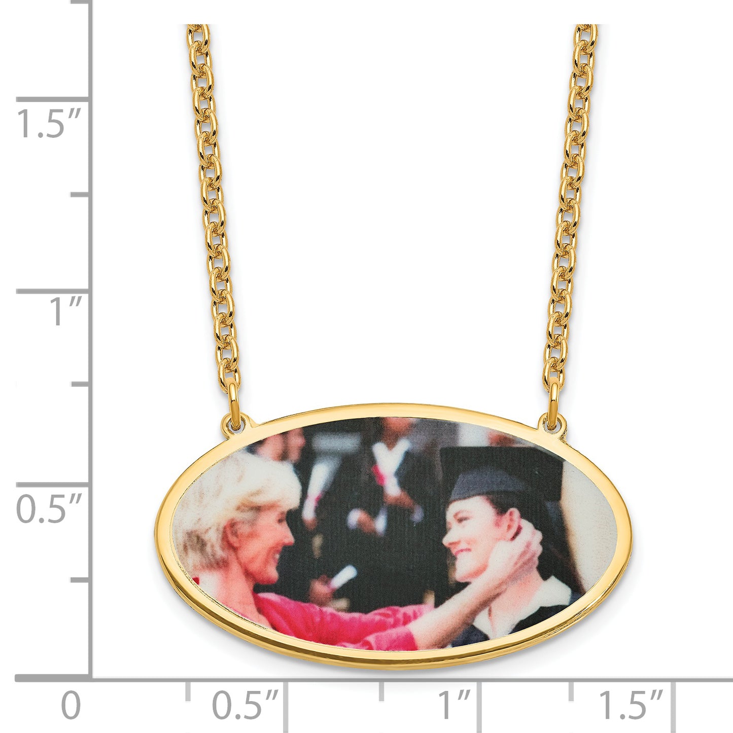 Sterling Silver Gold plated Medium Oval Picture Jewelry Necklace
