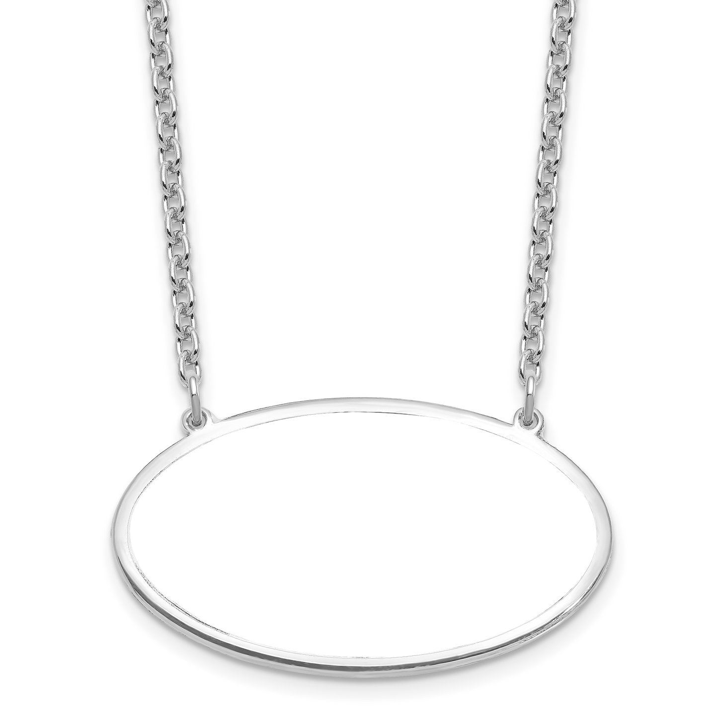 Sterling Silver Rhodium plated Medium Oval Picture Jewelry Necklace