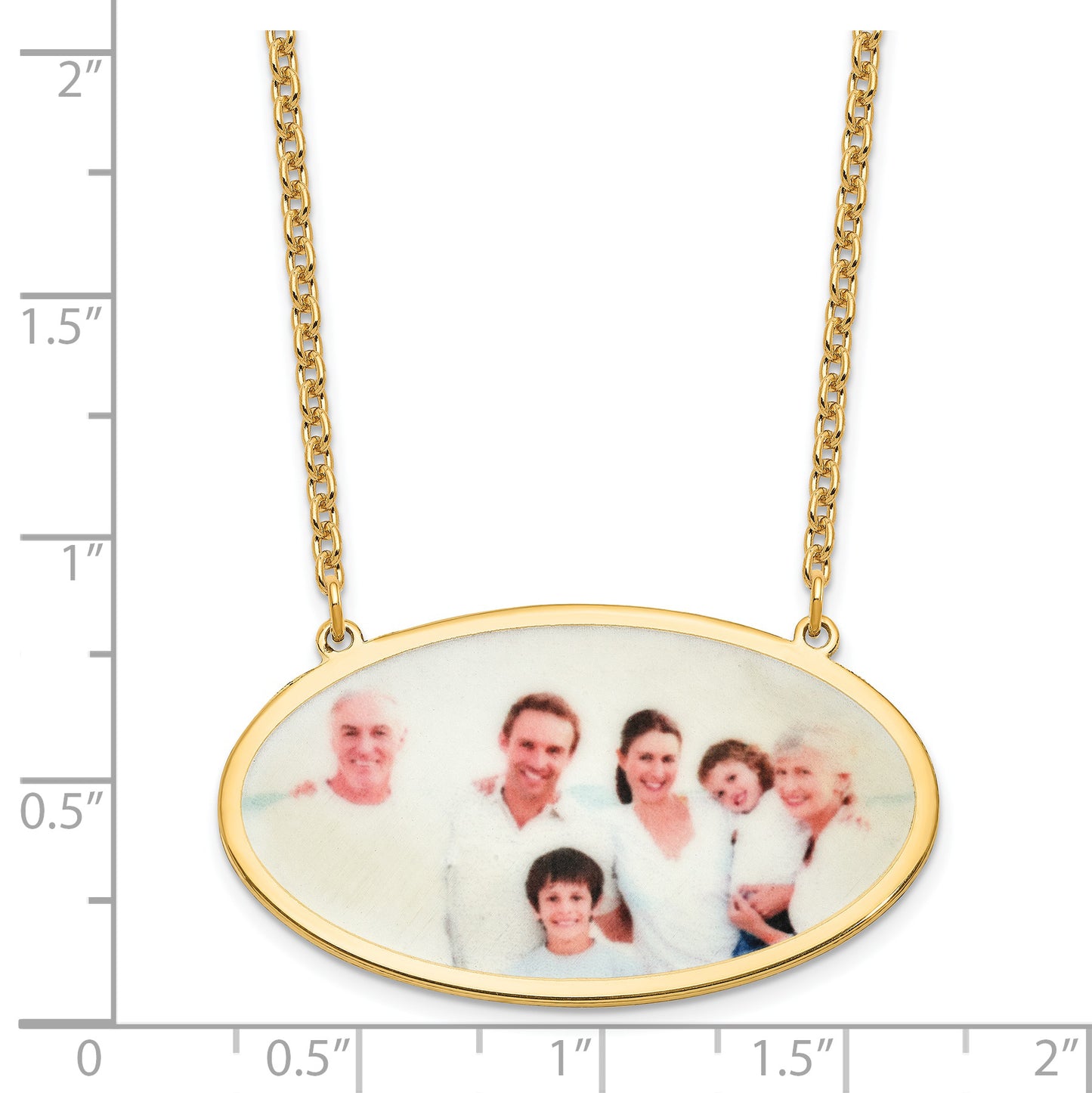 Sterling Silver Gold plated Large Oval Picture Jewelry Necklace