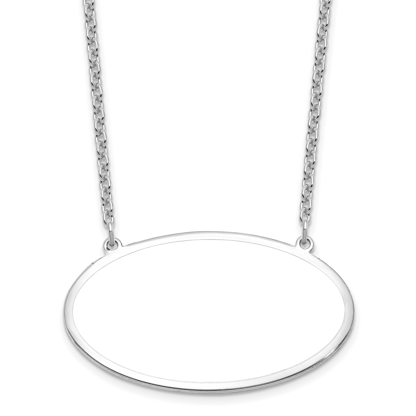 Sterling Silver Rhodium plated Large Oval Picture Jewelry Necklace