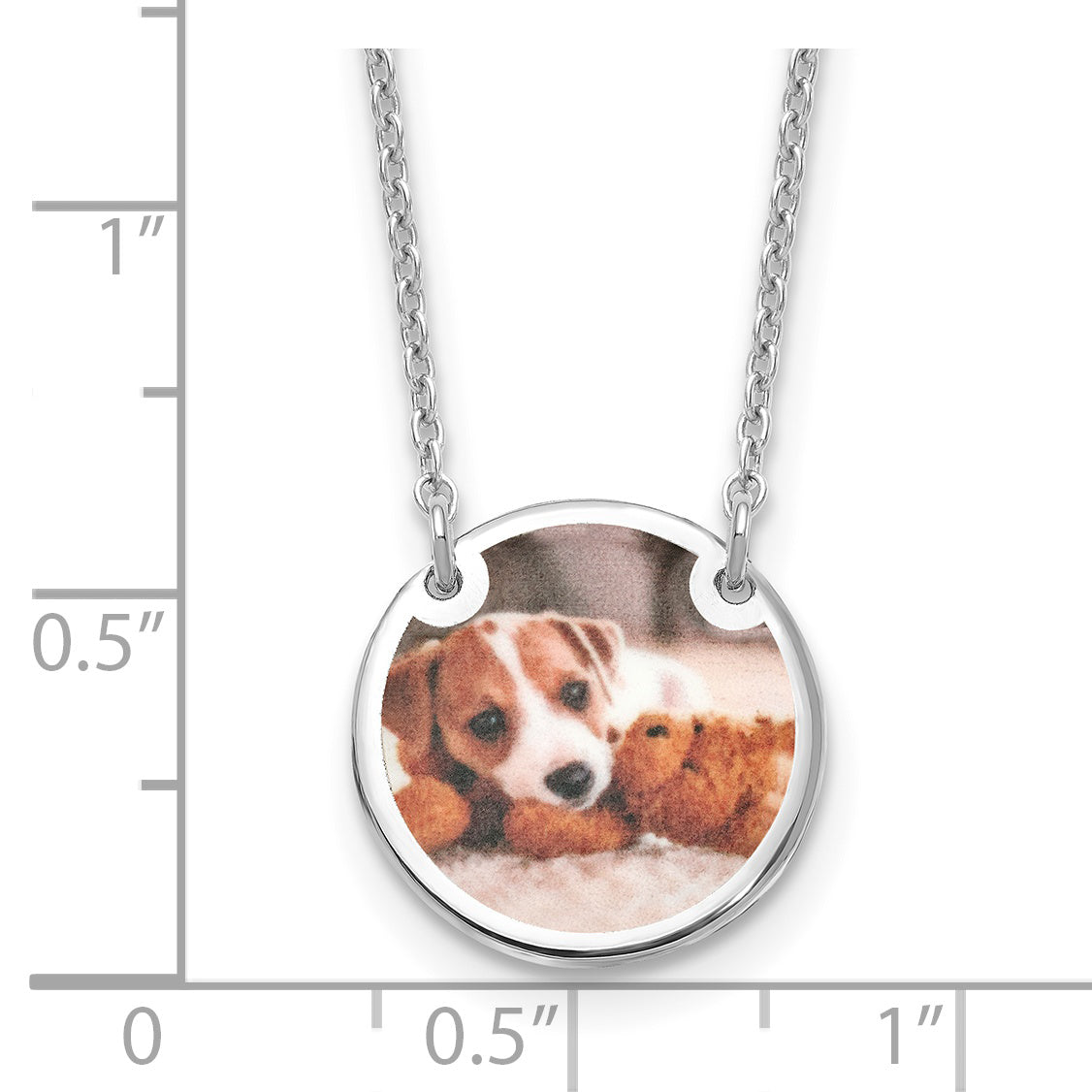 Sterling Silver Rhodium plated Small Picture Jewelry Disc Necklace