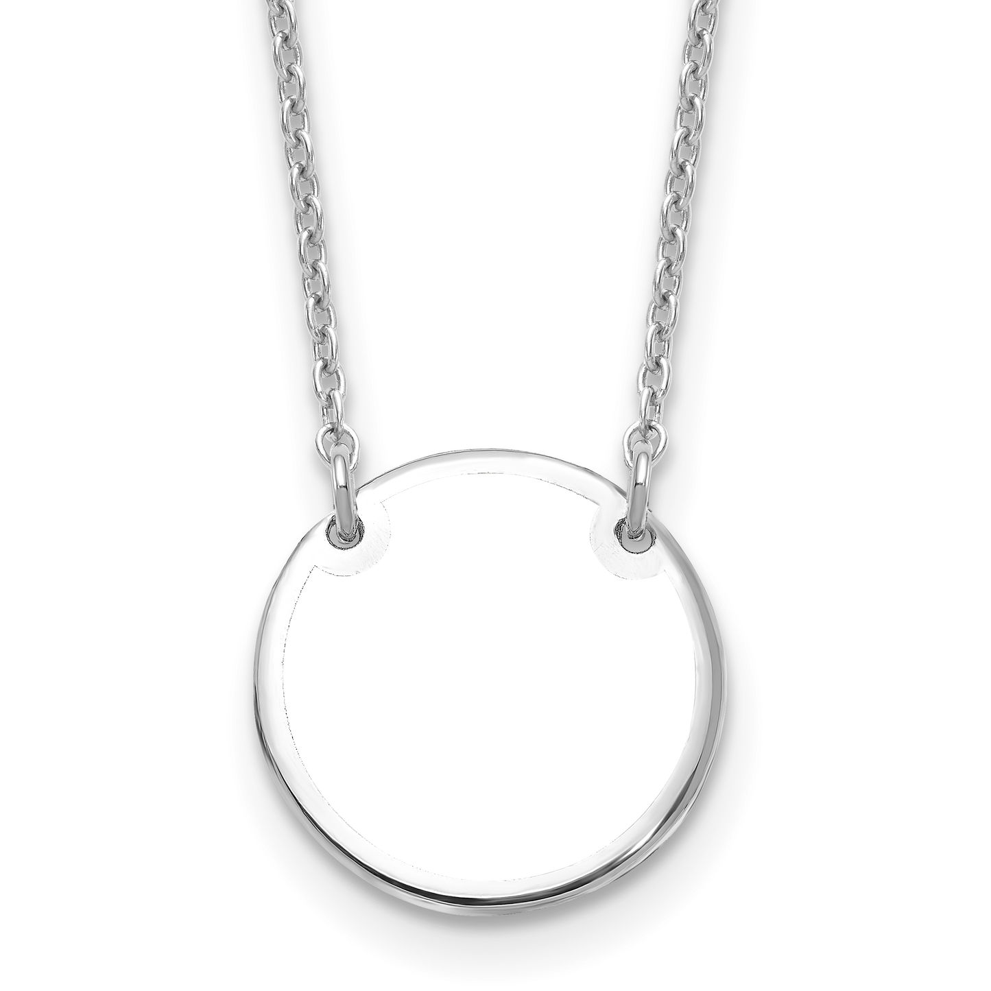 Sterling Silver Rhodium plated Small Picture Jewelry Disc Necklace