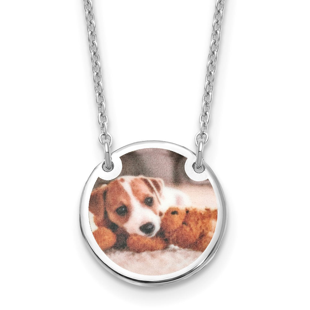 Sterling Silver Rhodium plated Small Picture Jewelry Disc Necklace