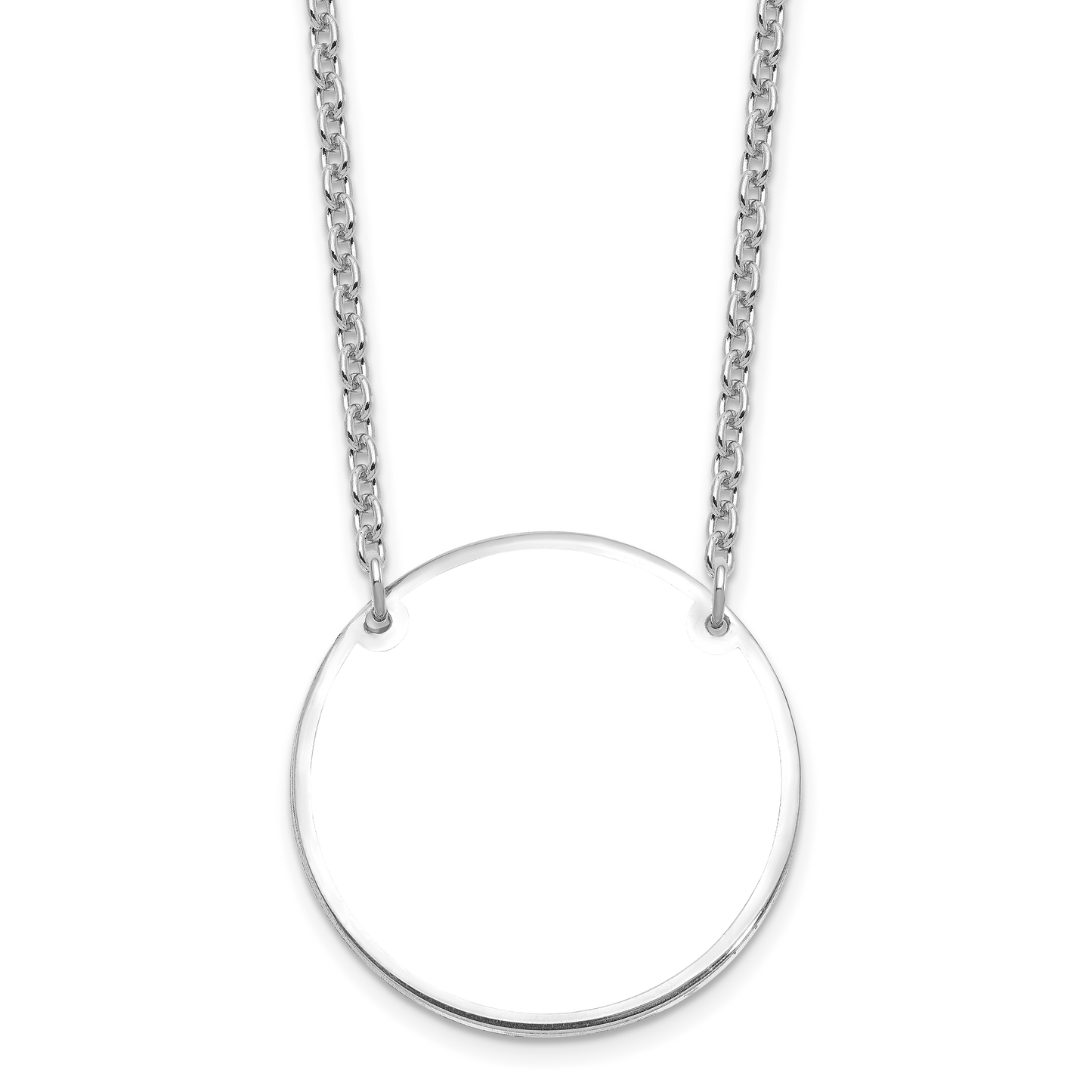 Sterling Silver Rhodium plated Large Picture Jewelry Disc Necklace